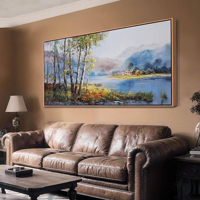 Arjun Framed Forest Picture for Living Room, Wall Art for Bedroom Nature Painting Wall Decor, Office ArtworkHome Dining Room Large 48"x24"