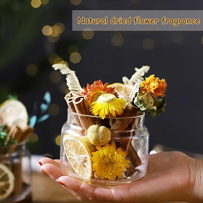 DIY Dried Flower Aromatherapy Kit with Natural Plant Essential Oils, Naturally Dried Flowers and Herbs Ornaments for DIY Flower Craft, Vintage Holiday Decor, Christmas (#E)