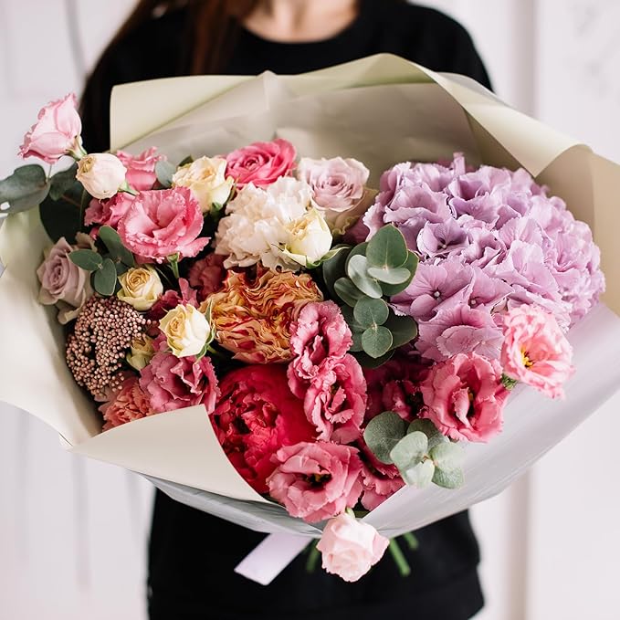 PATIKIL Flower Gift Wrapping Paper, 20 Sheets Waterproof Bouquet Paper Wrap Florist Supplies Packaging Floral Papers for Wedding DIY Craft Valentine Mother's Day, Pink