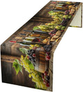 Red Wine Themed Vintage Table Runner, Kitchen Dining Table Farmhouse Decoration for Home Party Decor 13x70 in