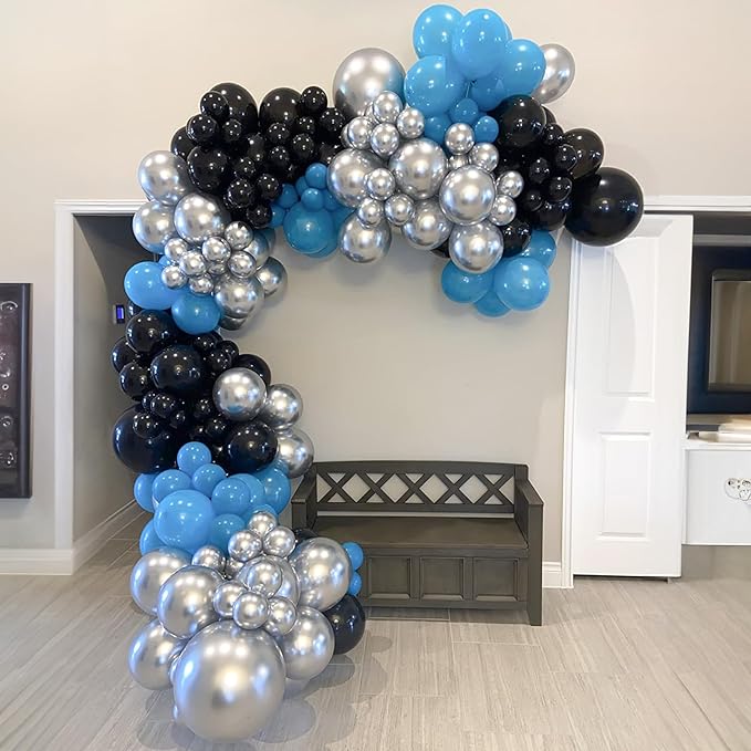 Togvu Black Balloons Different Sizes, 123 Packs Matte Black Balloons, Pack of 18 12 10 5 Inch Black Balloons Garland Arch Kit for Birthday Graduation Halloween Anniversary Party Decorations