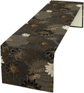 Vintage Floral Table Runner,Black Gold Floral Art Print Table Runner for Home Kitchen Table Dining Indoor Outdoor Party Decor 13x108 Inch