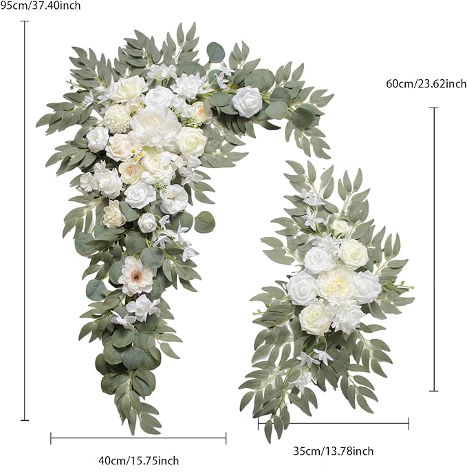 Arch Flowers with Drapes Kit (Pack of 3) for Wedding Ceremony Arbor and Reception Backdrop Decoration Wedding Welcome Signs Floral Birthday Party Decoration