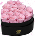 16-Piece Forever Flowers Heart-Shaped Box – Real Immortal Preserved Roses Lasting a Year, Perfect for Birthday, Girlfriend, Mother, or Wife, Valentine Day Gift for Her - Pink