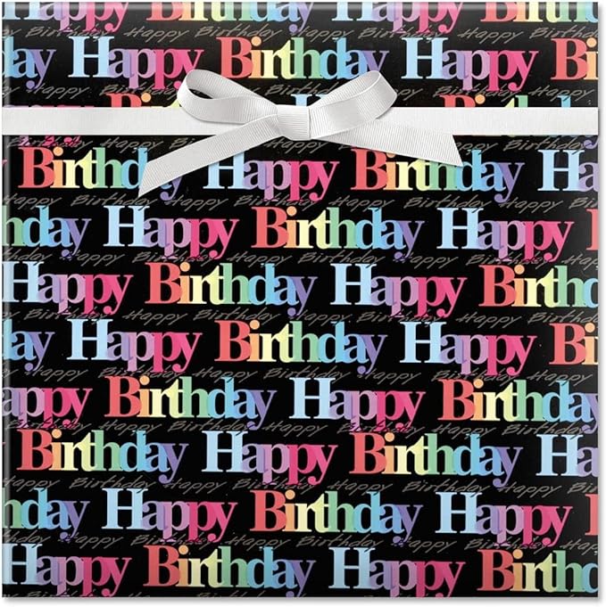 Current Rainbow Birthday Jumbo Rolled Gift Wrap (1 Giant Roll, 61 sq. ft.) Peek-Proof, For Birthdays, Graduations, Baby Showers and More