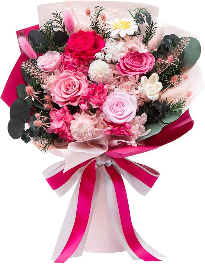 Flowers for Delivery Preserved Flower Fresh Bouquet Forever Flowers Birthday Gifts for Women Mom Anniversary Pink Real Rose Gifts for Grandma Sister Wife Her from Daughter Home Wedding Decor
