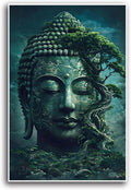 Buddha statue wall art canvas wall decor aesthetic picture mystical nature art for tranquil home and spiritual space 32x48in Frameless
