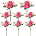 8 Pack Pink, Hot Pink Peonies Artificial Flowers, Fake Silk Hydrangea Bouquet for Bridal Wedding Home Table Decor Reusable Dining Opening Ceremony Birthday Arrangement Faux Floral