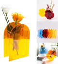 Acrylic Arch-Shaped Vase in Vibrant Orange, Colorful Modern Centerpiece for Home Decor, Dining Table, or Office Display (Arch Style)