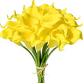 Mandy's PU Pure Yellow Calla Lily Artificial Flowers 20 Stems 13.5in Faux Realistic Centerpiece for Thanksgiving and Christmas Decorations DIY Bridal Bouquet Home Décor