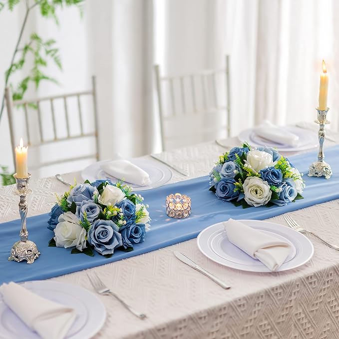 Flower Centerpieces for Wedding Tables: Wedding Table Decorations Dusty Blue & White Flower Balls Centerpieces for Engagement Cerebration Party Center Pieces 10 Packs