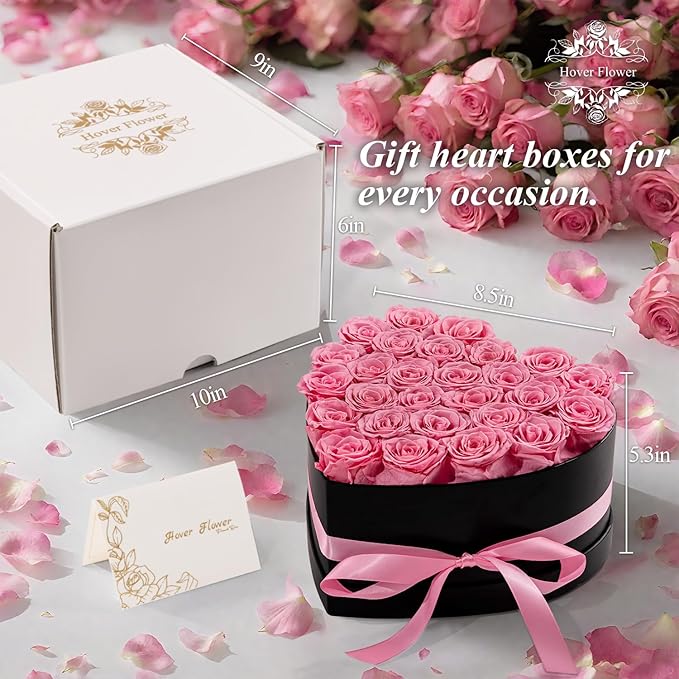 27 Forver Preserved Flowers in a Heart Box, Flowers for Her,Eternal Roses Flowers for Delivery Prime, Flowers Birthday Gifts for Women Mom Grandma Wife - Pink