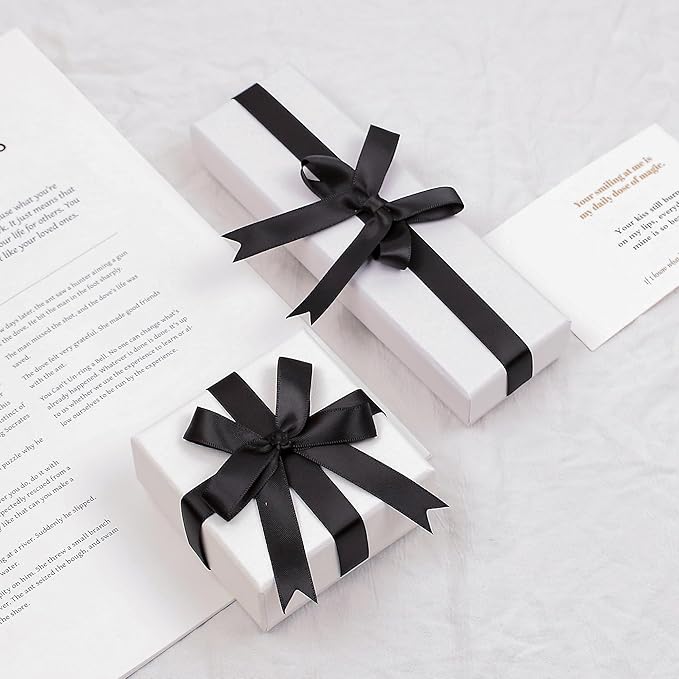 Black Satin Ribbon, Double Faced 1/2 Inch X 25 Yards Black Ribbon, Premium Satin Ribbons for Gift Wrapping, Crafts, Hair Bow Making, Sewing, Flower Bouquet, Wedding Party Decor