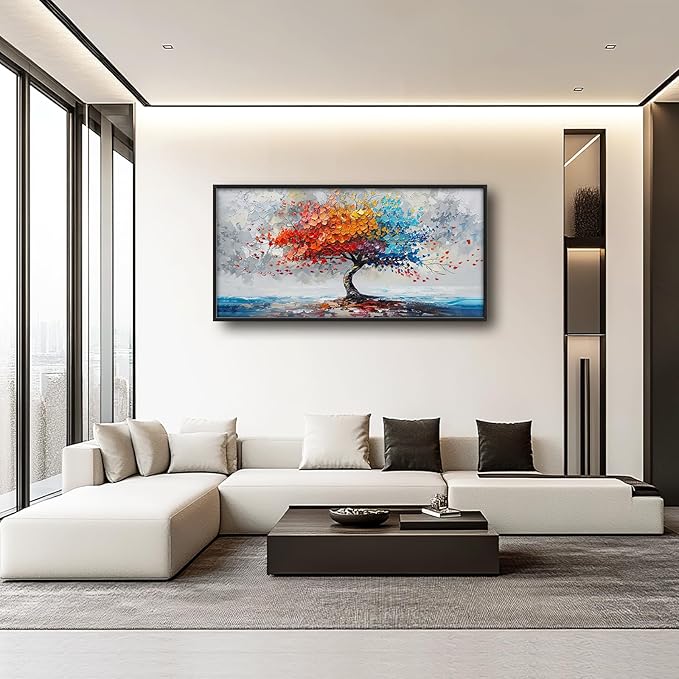Colorful Tree Wall Art Abstract Rainbow Tree of Life Pictures Wall Decor Large Modern Vibrant Canvas Prints Framed Artwork Home Decorations for Bedroom Living Room Dining Room Office Hotel 60"x30"