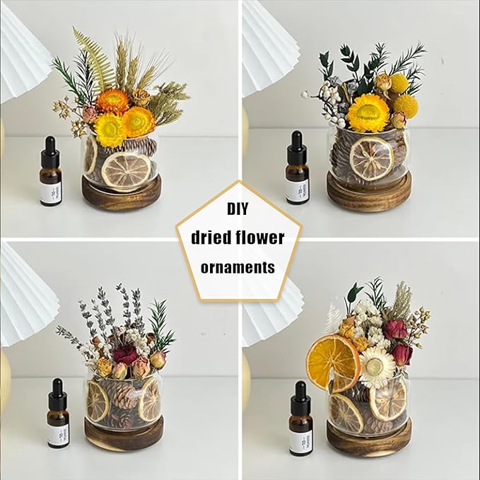 DIY Dried Flower Aromatherapy Kit with Natural Plant Essential Oils, Naturally Dried Flowers and Herbs Ornaments for DIY Flower Craft, Vintage Holiday Decor, Christmas (#B)