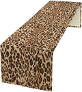Leopard Skin Print Table Runner, Rustic Cottage Country Farmhouse Wildlife Safari Animal Skin Print Dinner Runner for Home Kitchen Dining Table Party Holiday Decor Brown 13x60in
