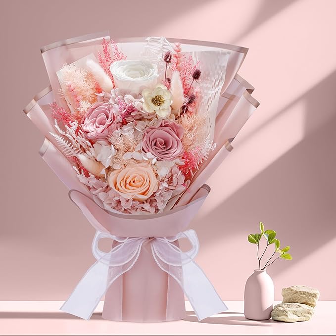 Flowers Gifts for Mom, Flower for Delivery, Preserved Roses Bouquets, Birthday Gifts for Women, Mothers Day Flowers for Wife (Dusty Rose)