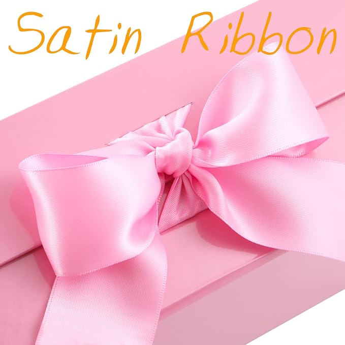 GREEN BEAN 6 Large Gift Boxes with Lids for Present 13x9.7x3.4 Inches, Pink Magnetic Gift Box with Ribbon, Bridesmaid Proposal Boxes, Luxury Gift Boxes (Glossy Pink)