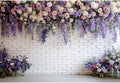Baocicco Purple Floral Wall Backdrops 10x7ft Flowers White Brick Wall Backdrops for Photoshoot Valentine Day Decorations Anniversary Wedding Banner Supplies Birthday Baby Shower Photo Props