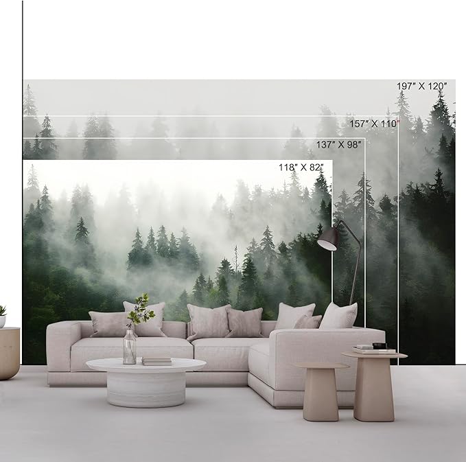 Forest Wall Murals Peel and Stick Forest murals Removable Waterproof Large Wallpaper for Living Room Bedroom (Color-3, 118×82 inch)