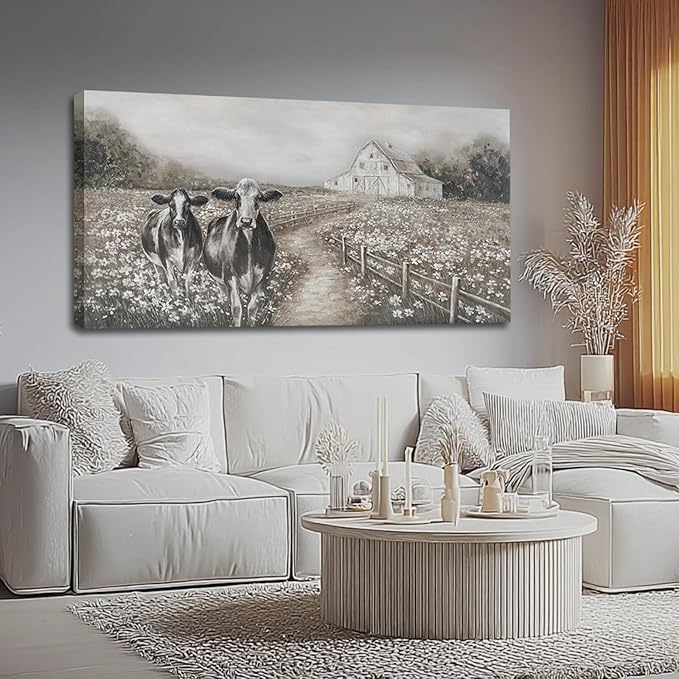 LEVERUP Animal Printings Posters Wall Art Cow Pictures Wall Artwork Large Nature Wall Decor for Living Room Bedroom Office Home Decorations 29×58 Inch