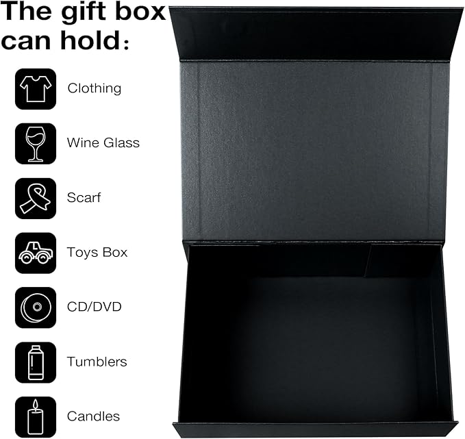 Aimyoo Galaxy Black Collapsible Gift Box with Magnetic Closure Lids 10.5x7x3 in, Bridesmaid Groomsmen Proposal Box, Medium Rectangle Box for Present Graduation Storage 3 Pack