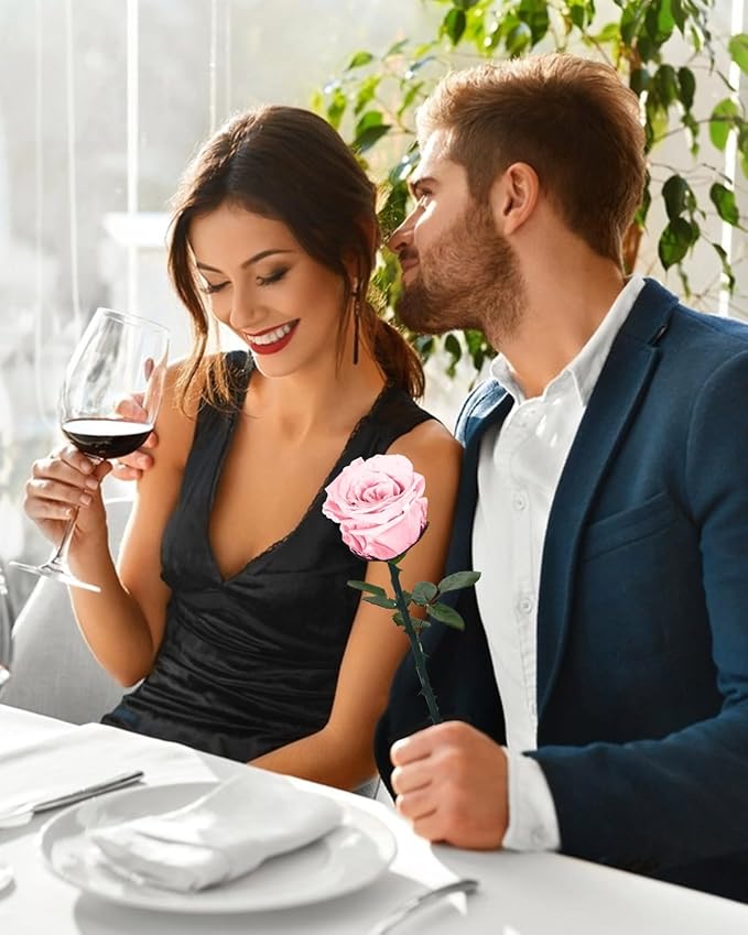 Pink Preserved Flowers Gifts for Women: Eternal Rose Birthday Christmas Anniversary for Mom Girlfriend Wife Grandma