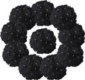 10PCS Silk Hydrangea Heads with Stems Artificial Flowers for Wedding Party Home Decor (Black)