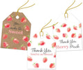 Pro Supply Global 24 Count of 2.5 Inch x 3 Inch Pre Strung Strawberries Gift Tag Assorted Printed Designs on Large Cardstock Gift Hang Tags - Ideal to Use on Bags