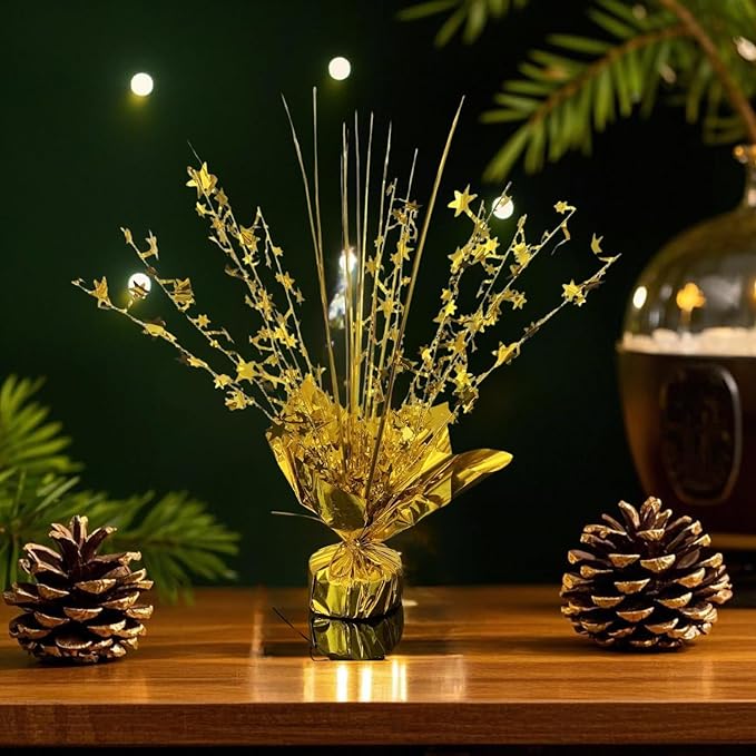 ALISSAR Glitter Gold Star Centerpieces-Table Decorations for Home Decor Birthday Wedding Anniversary Decor (2, Gold)