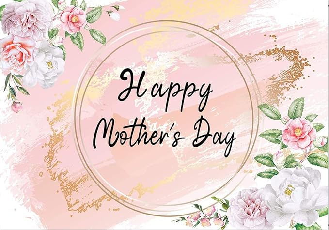 Dudaacvt 10x8ft Happy Mother's Day Backdrop Love Heart Photography Background Floral Mothers Day Birthday Photography Background for Mother's Day Photo Booth Props