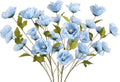30 Heads 6PCS Blue Poppy Artificial Flowers 32in Silk Poppy Light Blue Flowers for Wedding Home Party Table Centerpiece Arrangement Decoration (Blue)