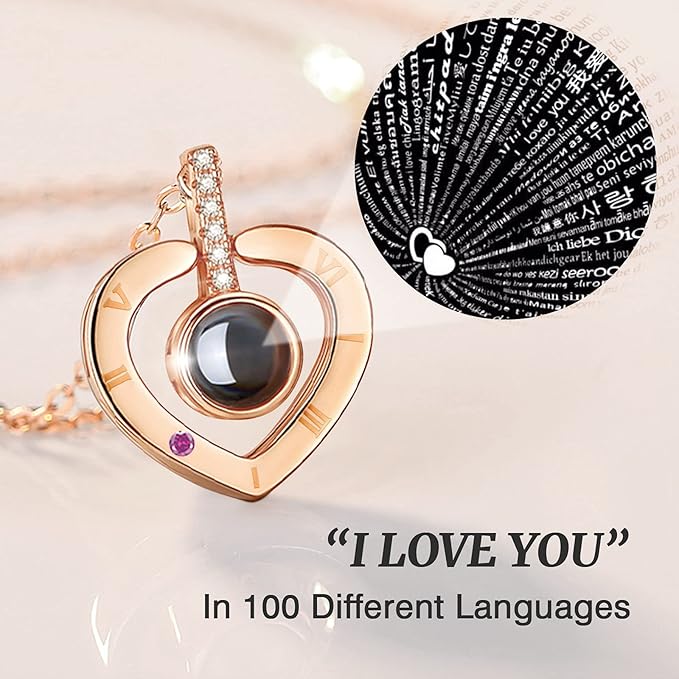 for Her Preserved Real Rose with I Love You Necklace in 100 Language, Girlfriend, Eternal Real Rose Flower Gifts for Women Mom Wife on Valentines Birthday Anniversaries