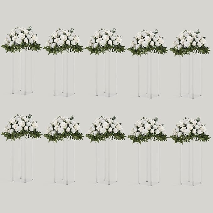 TEKXYZ Acrylic Centerpiece, 10 Pcs 23.6 Inch Tall Flower Stand, Column Wedding Centerpieces, Flower Stand for Wedding Event Party Props, Home Decor, Table