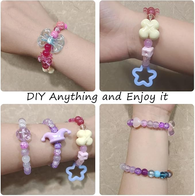DUQGUHO 8mm Purple Beads for Jewelry Making Purple Glass Beads Crystal Beads Glass Round Beads Bracelet Friendship Bracelets Kit 360PCS