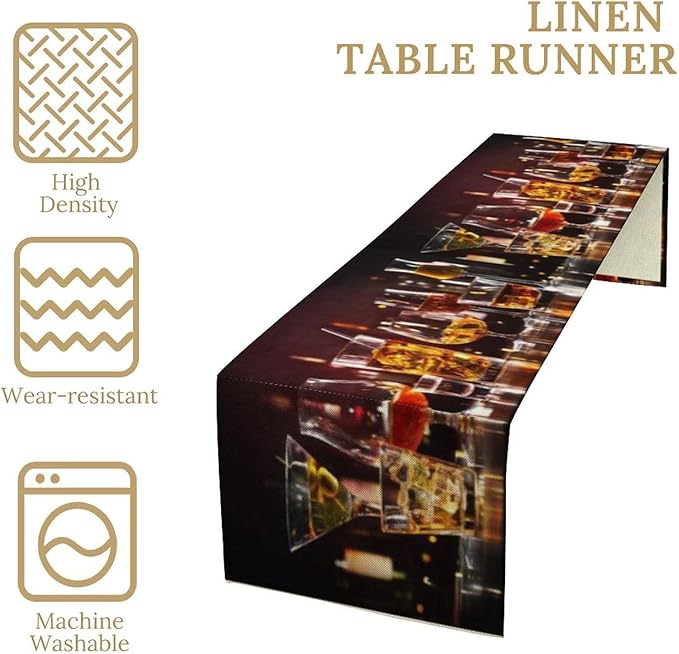 Red Wine Retro Table Runner, Table Dresser Runner, Kitchen Dining Table Runners for Indoor Outdoor Holiday Decor 13x70 Inch
