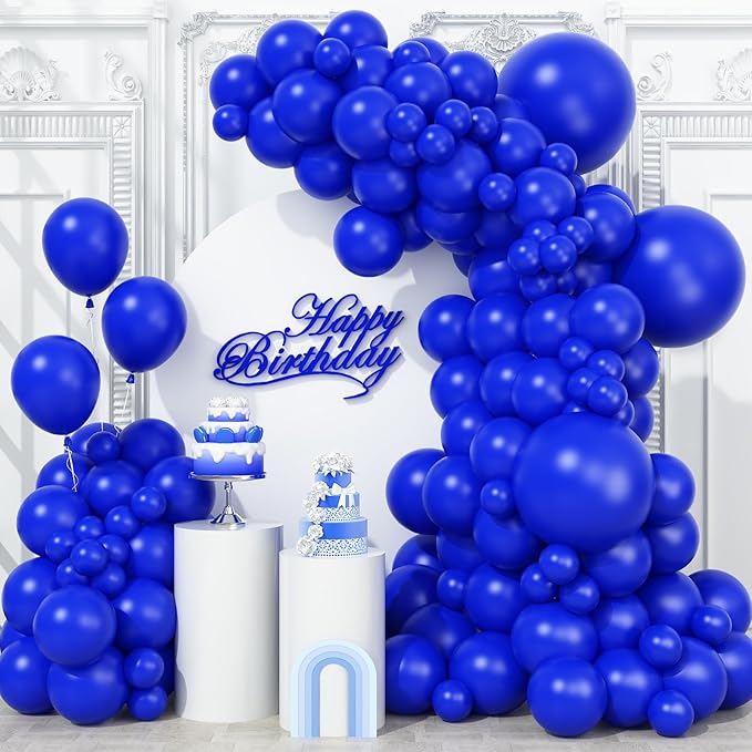 Togvu Royal Blue Balloons Different Sizes, 123 Packs Matte Blue Balloons, Pack of 18 12 10 5 Inch Premium Balloons Garland Arch Kit for Birthday Graduation Baseball Nautical Party Decorations