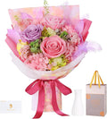 Preserved Flowers Bouquet 3 Roses - Pink Real Rose & Flowers for Delivery, Long-Lasting Flower with Gift Box, Eternal Roses Bouquet for Mothers, Mom, Wife Anniversary Birthday Gifts for Women and Her
