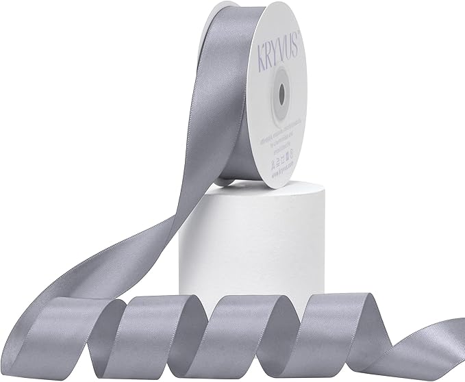 Gray Satin Ribbon, Double Faced 1 Inch X 25 Yards Gray Ribbon, Premium Satin Ribbon for Gift Wrapping, Crafts, Hair Bow Making, Sewing, Flower Bouquet, Wedding Party Decor