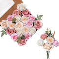 FANKO Rose Artificial Flowers Combo for DIY, Fake Pink Rose Silk Flowers Greenery, Faux Flowers for Wedding Bridal Bouquet, Baby Shower, Table Centerpieces, Floral Arrangement, Party Home Decoration