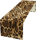 Leopard Skin Print Table Runner, Vintage Cottage Country Farmhouse Wildlife Safari Animal Skin Dinner Runner for Home Kitchen Dining Table Party Holiday Decor 13x36in