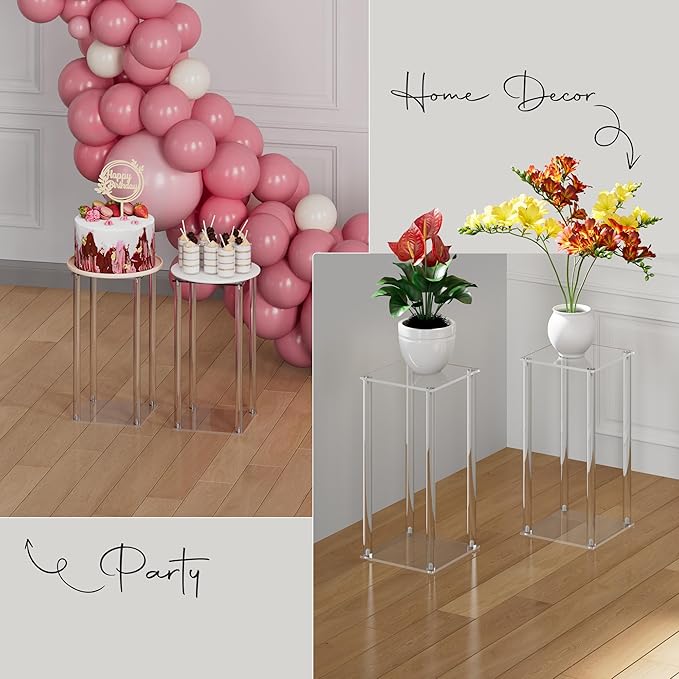 TEKXYZ Acrylic Centerpiece, 10 Pcs 15.75 Inch Tall Flower Stand, Column Wedding Centerpieces, Flower Stand for Wedding Event Party Props, Home Decor, Table