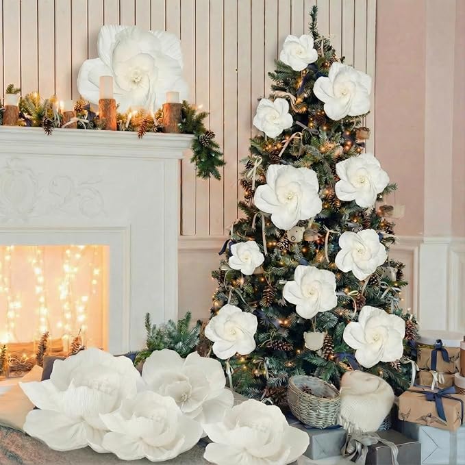 Giant Paper Flowers Artificial Large Paper Flower Decoration for Handcrafted Wall Backdrop Christmas Mexican Wedding Graduation Bridal Shower Birthday Party Supplies(White,48 Pcs)