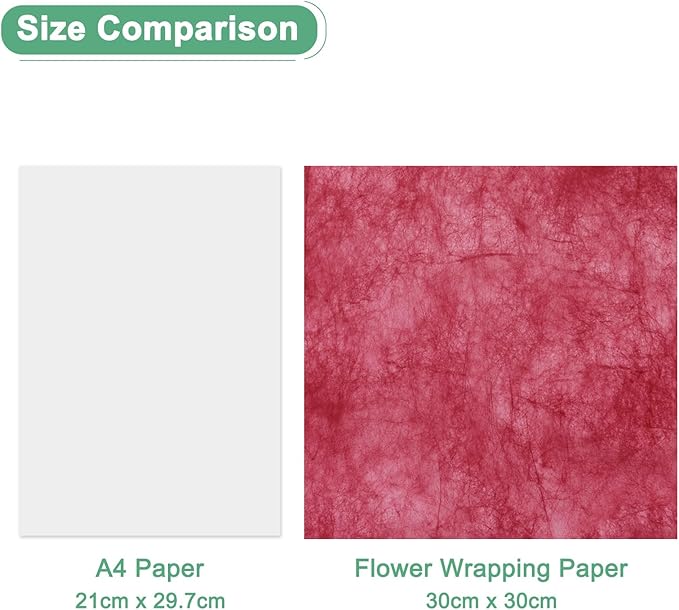 M METERXITY 38-Sheet Korean Cotton Wrapping Flower Paper, 11.8 Inch Waterproof Floral Wrapping Cotton Paper for Bouquets/Gift Packaging [Red]