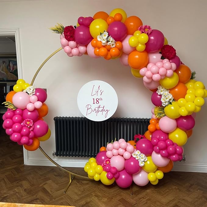 Pink and Orange Balloons Light Pink Hot Pink Yellow Autumn Latex Balloons Pastel Pink Yellow Orange Helium Balloon for Fall Birthday Halloween Thanksgiving Tropical Fire Truck Party Decorations