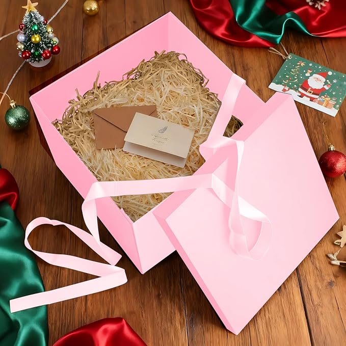 Donyang Gift Box, 12x12x10 inches Large Pink Gift Boxes for Presents with Lids, Birthday Box, Groomsman Proposal Box, for Wedding, Valentine's Day, Mother's Day, Halloween, Christmas Gift Packging