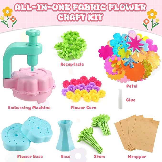 DIY Flower Bouquets Toys for Girls, Arts & Crafts Birthday Gift for Kids Ages 4-9, Handmade Creative Flower Market Kit for 4-6-8+Year Old Girl, Educational Activity Preschool Family Day Creative Gifts