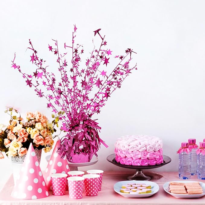 ALISSAR 4-Pack Glitter Pink Star Centerpieces-Table Decorations for Home Decor Birthday Wedding Anniversary Decor (Pink)