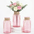 Vintage Glass Flower Vase，3 Pack Farmhouse Pink Glass Centerpiece Vases Mason Jars for Weddings, Parties & Home Decor Bulk (3, Pink)