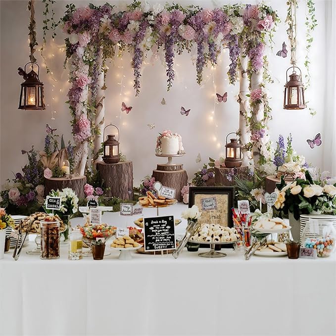 Baocicco Rustic Flower Wall Backdrops 12x10ft Farmhouse Wedding Background Photography Baby Shower Bridal Shower Backdrop Purple Floral Wooden Butterfly Backdrop Kids Adults Portraits Studio Props